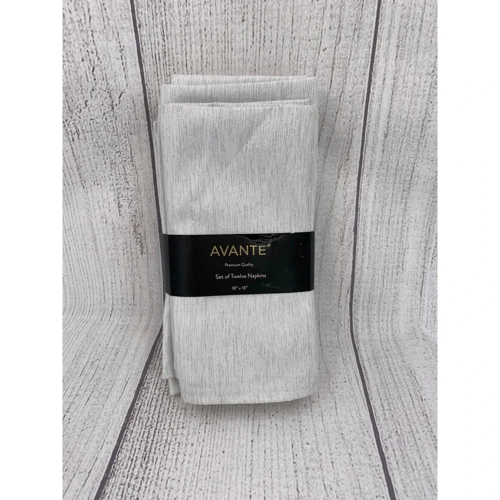 Avante Cloth Napkins 18x18 Silver (Set of 12) Metallic Shimmer Festive Holiday